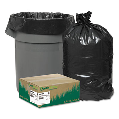 Earthsense Commercial Linear Low Density Recycled Can Liners, 33 gal, 1.25 mil, 33" x 39", Black, 100/Carton WBIRNW4050