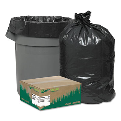 Earthsense Commercial Linear Low Density Recycled Can Liners, 45 gal, 1.25 mil, 40" x 46", Black, 100/Carton WBIRNW4850