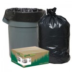 Earthsense Commercial Linear Low Density Recycled Can Liners, 60 gal, 1.65 mil, 38" x 58", Black, 100/Carton WBIRNW6060