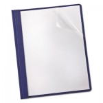 Oxford 53343EE Linen Finish Clear Front Report Cover, 3 Fasteners, Letter, Navy, 25/Box OXF53343