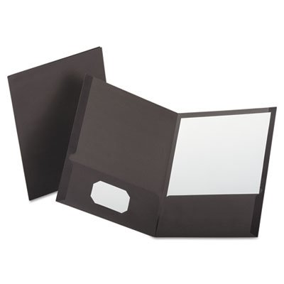 Oxford Linen Finish Twin Pocket Folders, Letter, Gray, 25/Box OXF53405