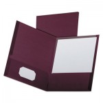 Oxford Linen Finish Twin Pocket Folders, Letter, Burgundy,25/Box OXF53441