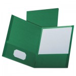 Oxford Linen Finish Twin Pocket Folders, Letter, Hunter Green,25/Box OXF53434