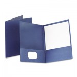 Oxford Linen Finish Twin Pocket Folders, Letter, Navy, 25/Box OXF53443