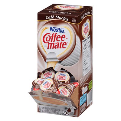 Coffee-mate Liquid Coffee Creamer, Cafe Mocha, 0.38 oz Mini Cups, 50/Box, 4 Boxes/Carton, 200 Total/Carton