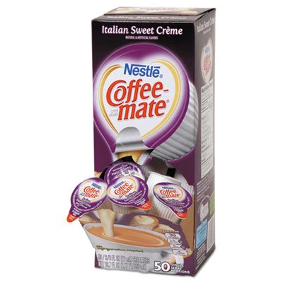 Coffee-mate 5000084652 Liquid Coffee Creamer, Italian Sweet Creme, 0.38 oz Mini Cups, 50/Box, 4 Boxes/Carton, 200