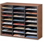 Fellowes Literature Organizer - 24 Compartment, Letter, Medium Oak 25043