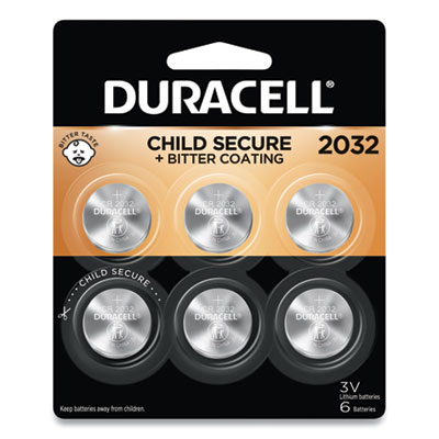 Duracell Lithium Coin Battery, 2032, 6/Pack DURDL2032B6PK