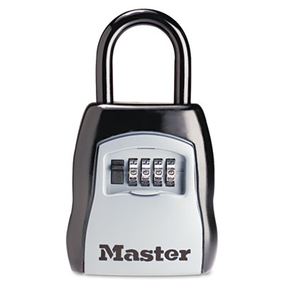 Master Lock Locking Combination 5 Key Steel Box, 3 1/4w x 1 5/8d x 4h, Black/Silver MLK5400D