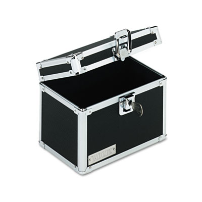Vaultz Locking Index Card File with Flip Top Holds 450 4 x 6 Cards, Black IDEVZ01171