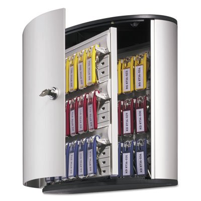 Durable 616528 100582 Locking Key Cabinet, 36-Key, Brushed Aluminum, Silver, 11 3/4 x 4 5/8 x 11