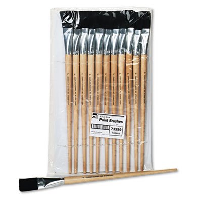 CLI Long Handle Easel Brush, Size 22, Natural Bristle, Flat, 12/Pack LEO73599