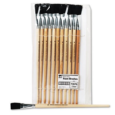 CLI Long Handle Easel Brush, Size 18, Natural Bristle, Flat, 12/Pack LEO73575