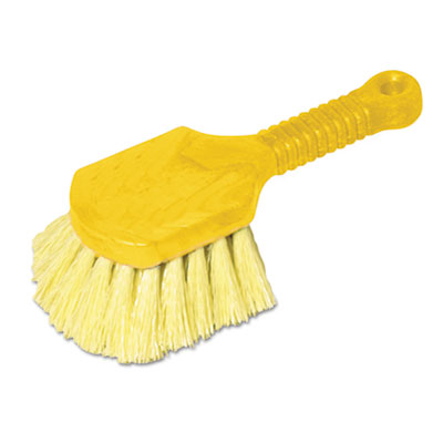 Rubbermaid Commercial FG9B2900YEL Long Handle Scrub, 8" Plastic Handle, Gray Handle w/Yellow Bristles RCP9B29CT