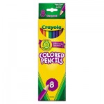 Crayola 684008 Long-Length Colored Pencil Set, 3.3 mm, 2B (#1), Assorted Lead/Barrel Colors, 8/Pack CYO684008