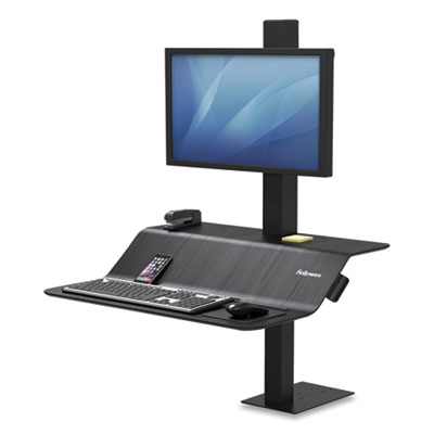 Fellowes Lotus VE Sit-Stand Workstation, 29" x 28.5" x 27.5" to 42.5", Black FEL8080101