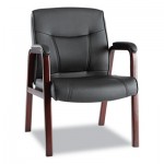 ALEMA43ALS10M Madaris Series Leather Guest Chair w/Wood Trim, Four Legs, Black/Mahogany ALEMA43ALS10M