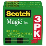 Scotch Magic Tape Refill, 1/2" x 1296", 3/Pack MMM810H3