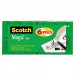 Scotch Magic Tape Refill, 3/4" x 1000", 1" Core, Clear, 6/Pack MMM810K6