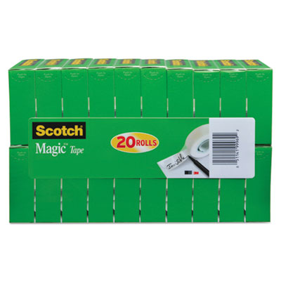 Scotch Magic Tape Value Pack, 3/4" x 1000", 1" Core, Clear, 20/Pack MMM810K20