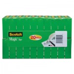 Scotch Magic Tape Value Pack, 3/4" x 1000", 1" Core, Clear, 20/Pack MMM810K20