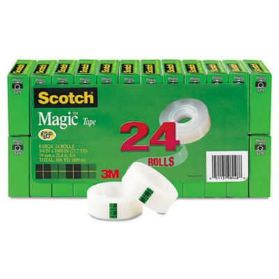 Scotch Magic Tape Value Pack, 3/4" x 1000", 1" Core, Clear, 24/Pack MMM810K24