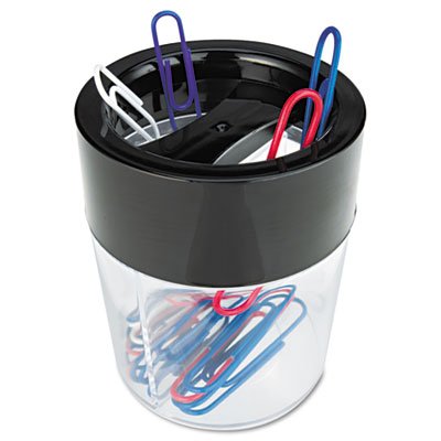 UNV08126 Magnetic Clip Dispenser, Two Compartments, Plastic, 2 1/2 x 2 1/2 x 3 UNV08126