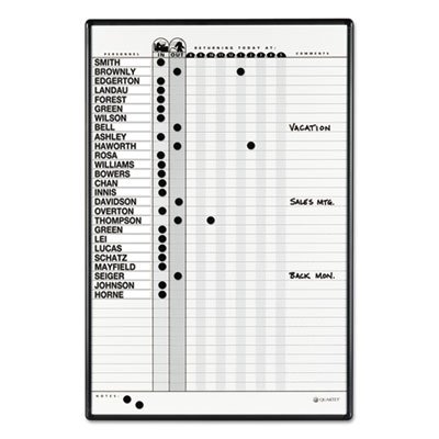 Quartet Magnetic Employee In/Out Board, Porcelain, 24 x 36, Gray/Black Aluminum Frame QRT783G