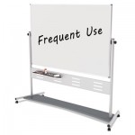 MasterVision Magnetic Reversible Mobile Easel, Horizontal Orientation, 70.8" x 47.2" Board, 80" Tall Easel, White/Silver BVCQR5507