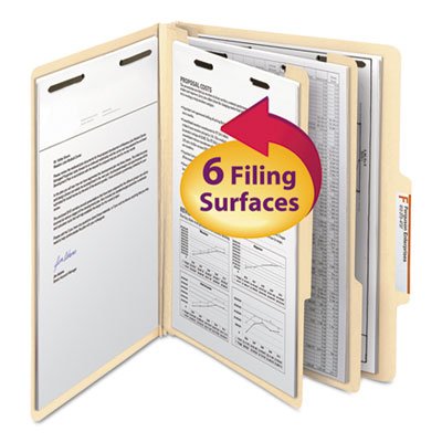 Smead Manila Classification Folders with 2/5 Right Tab, Letter, Six-Section, 10/Box SMD14000