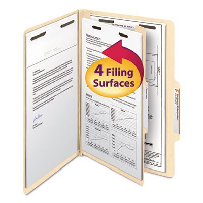 Smead Manila Classification Folders with 2/5 Right Tab, Legal, Four-Section, 10/Box SMD18700
