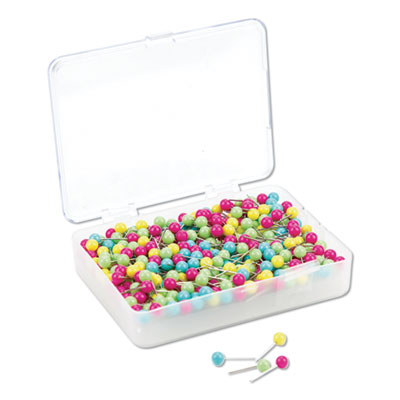 U Brands 3086U06-24 Map Push Pins, Plastic, Assorted, 1/2", 300/Pack UBR3086U0624