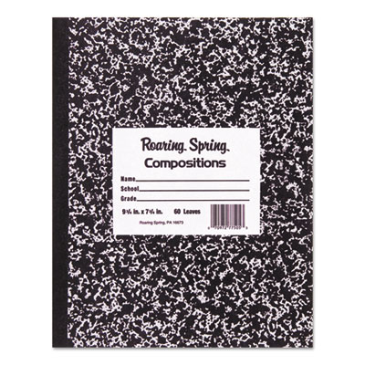 Roaring Spring Marble Cover Composition Book, Wide/Legal Rule, Black Cover, 8.5 x 7, 36 Sheets ROA77332