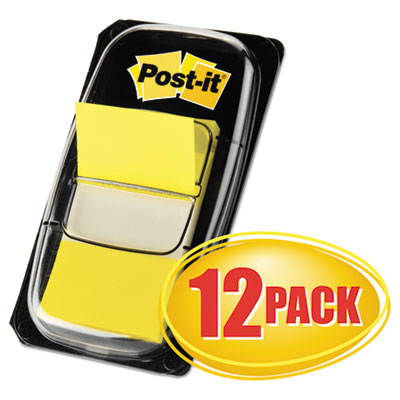 Post-it Flags Marking Page Flags in Dispensers, Yellow, 12 50-Flag Dispensers/Box MMM680YW12