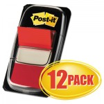 Post-it Flags Marking Page Flags in Dispensers, Red, 50 Flags/Dispenser, 12 Dispensers/Pack MMM680RD12