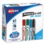 Avery Marks-A-Lot Desk/Pen-Style Dry Erase Marker, Chisel/Bullet Tip, Assorted, 24/PK AVE29870