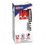 Avery Marks-A-Lot Large Desk-Style Permanent Marker, Chisel Tip, Red, Dozen AVE08887