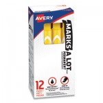 Avery Marks-A-Lot Large Desk-Style Permanent Marker, Chisel Tip, Yellow, Dozen AVE08882