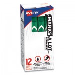 Avery Marks-A-Lot Large Desk-Style Permanent Marker, Chisel Tip, Green, Dozen AVE08885