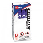 Avery Marks-A-Lot Large Desk-Style Permanent Marker, Chisel Tip, Purple, Dozen AVE08884