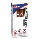 Avery Marks-A-Lot Large Desk-Style Permanent Marker, Chisel Tip, Brown, Dozen AVE08881