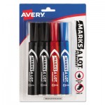 Avery Marks-A-Lot Regular Desk-Style Permanent Marker, Chisel Tip, Assorted, 4/Set AVE07905