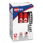 Avery Marks-A-Lot Regular Desk-Style Permanent Marker, Chisel Tip, Red, Dozen AVE07887