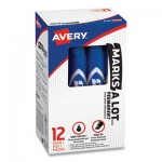 Avery Marks-A-Lot Regular Desk-Style Permanent Marker, Chisel Tip, Blue, Dozen AVE07886