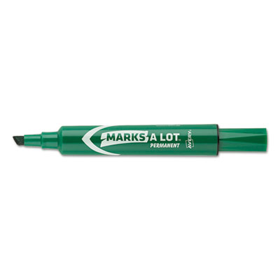 Avery Marks-A-Lot Regular Desk-Style Permanent Marker, Chisel Tip, Green, Dozen AVE07885