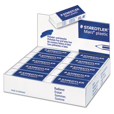 Staedtler 526 50 Mars Eraser, Rectangular, Large, White, Vinyl, 20/Box STD52650