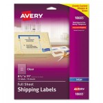 Avery Matte Clear Shipping Labels, Inkjet Printers, 8.5 x 11, Clear, 10/Pack AVE18665