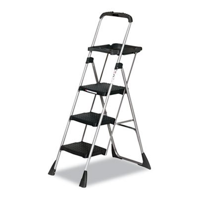 Max Work Steel Platform Ladder, 22w x 31d x 55h, 3-Step, Black CSC11880PBLW1