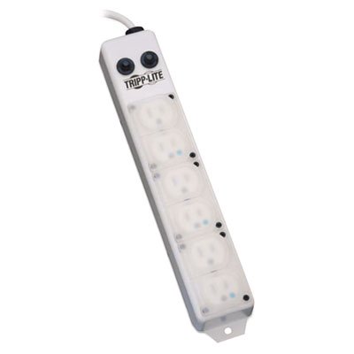 Medical-Grade Power Strip for Patient Care Areas, 6 Outlets, 15 ft Cord, White TRPPS615HGOEM