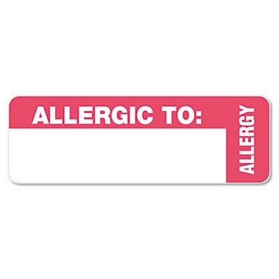 Tabbies Medical Labels for Allergy Warnings, 1 x 3, White, 500/Roll TAB40562